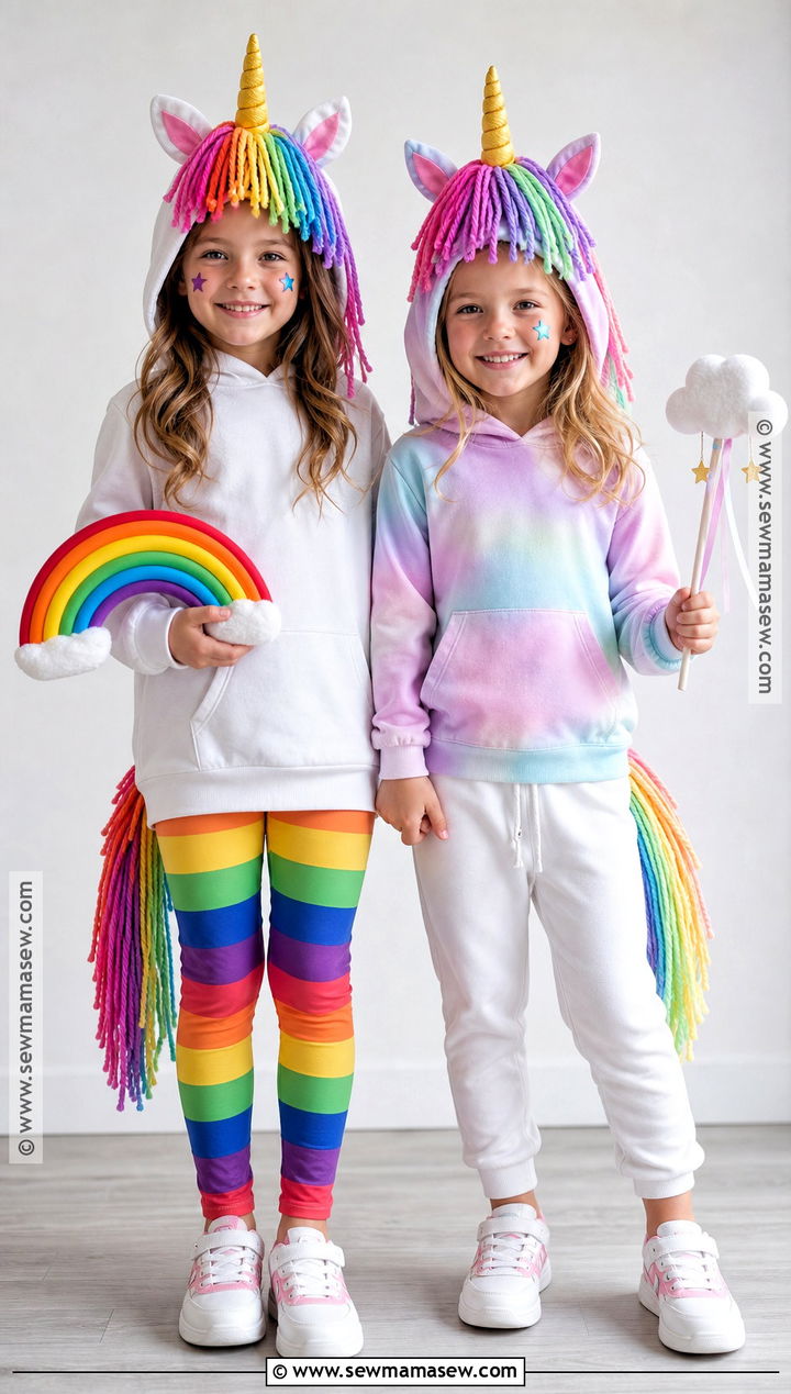 Sibling Rainbow Unicorn Costume Set - 30 unicorn costume ideas for kids