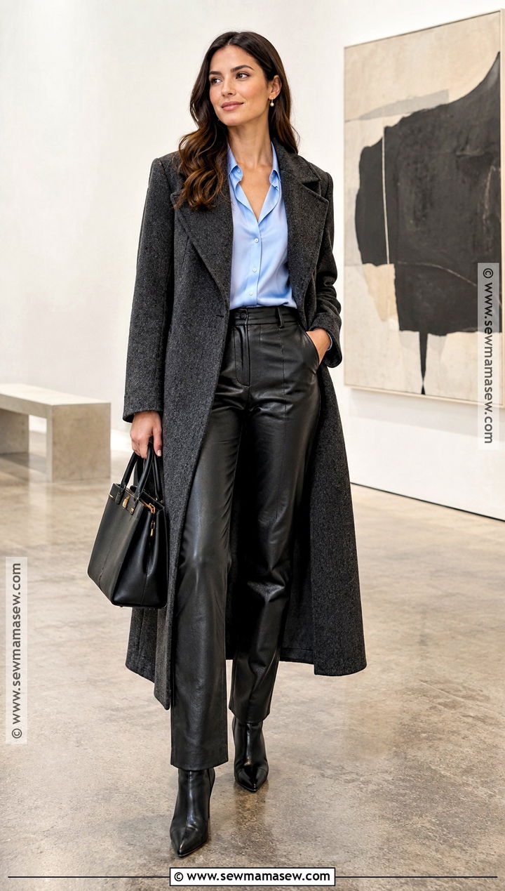 Silk Blouse Fall Outfit With Leather Pants - 20 chic outfits fall
