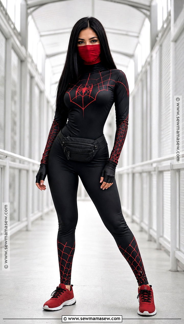 Silk Costume With Red Face Covering - 30 Superhero Halloween Costumes for Women