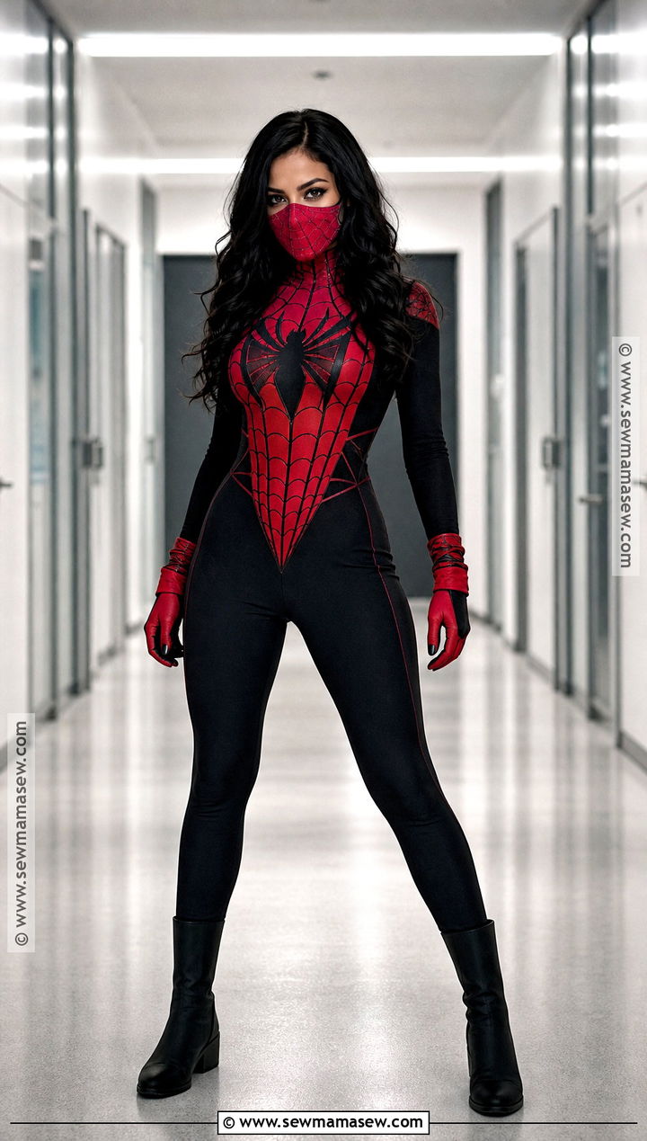Silk Costume With Red Face Covering - 35 spider man costume ideas for women