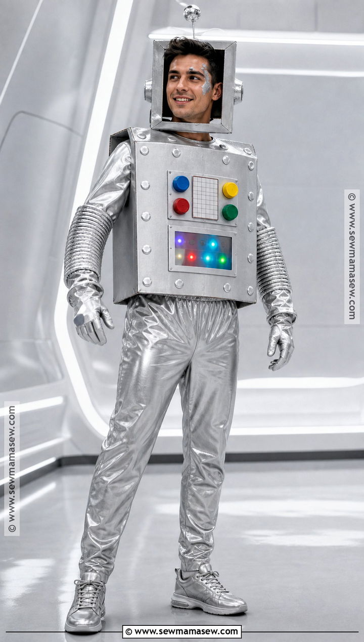Silver Cardboard Robot Costume - 45 male halloween costumes
