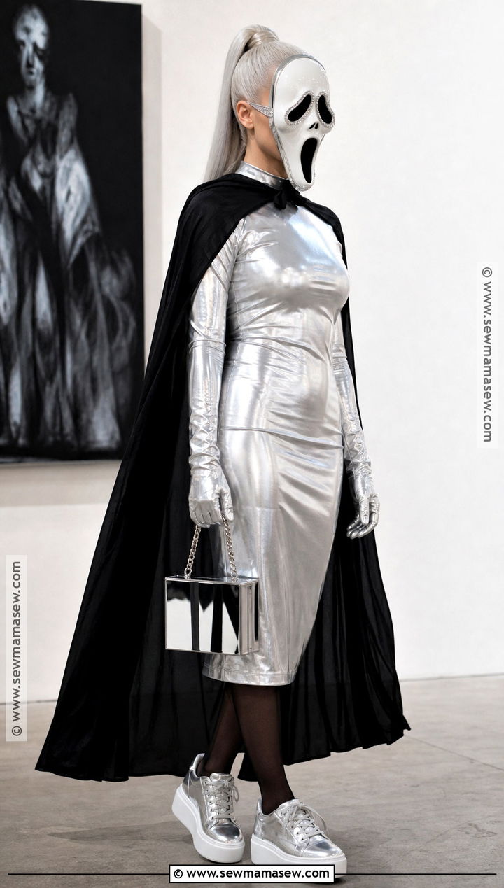 Silver Ghost Face Costume With Metallic Dress - 45 ghost face costume ideas for women
