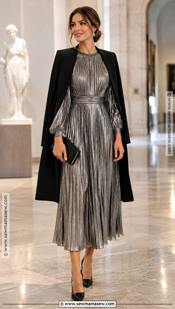 Silver Pleated November Wedding Guest Dress - 20 november wedding dress guest ideas
