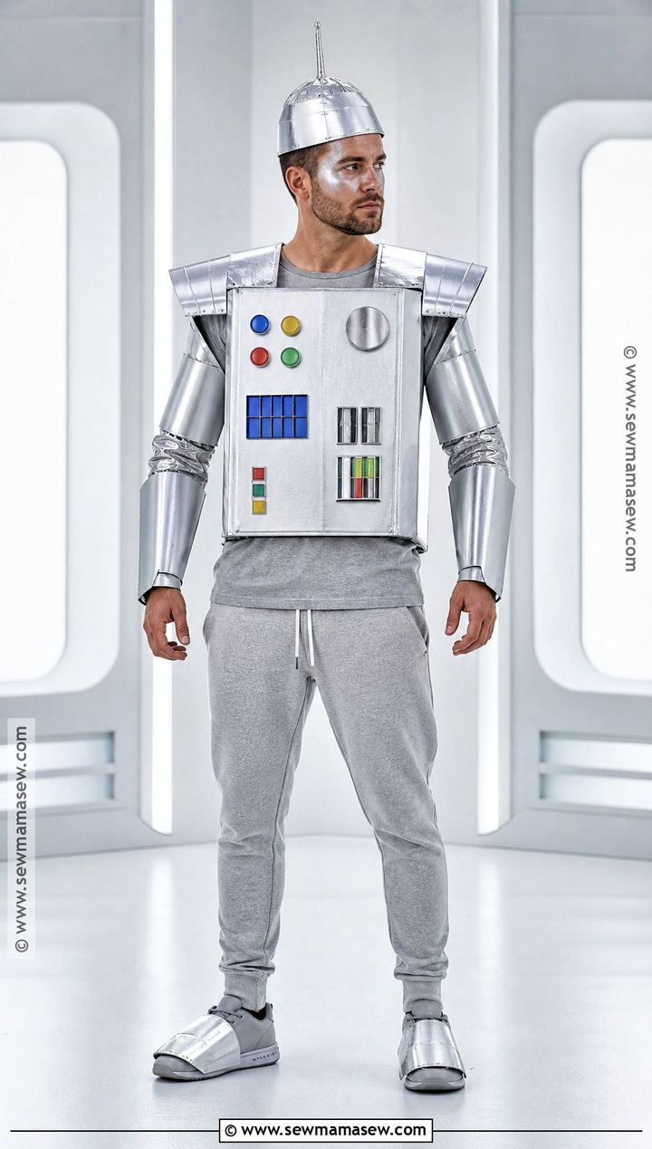Silver Robot Costume With Cardboard Armor - 50 men halloween costumes