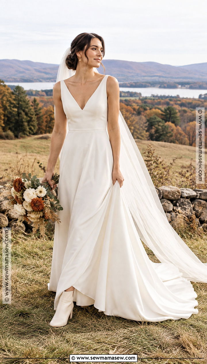 Simple A Line Rustic Fall Wedding Dress - 20 rustic fall wedding dress ideas