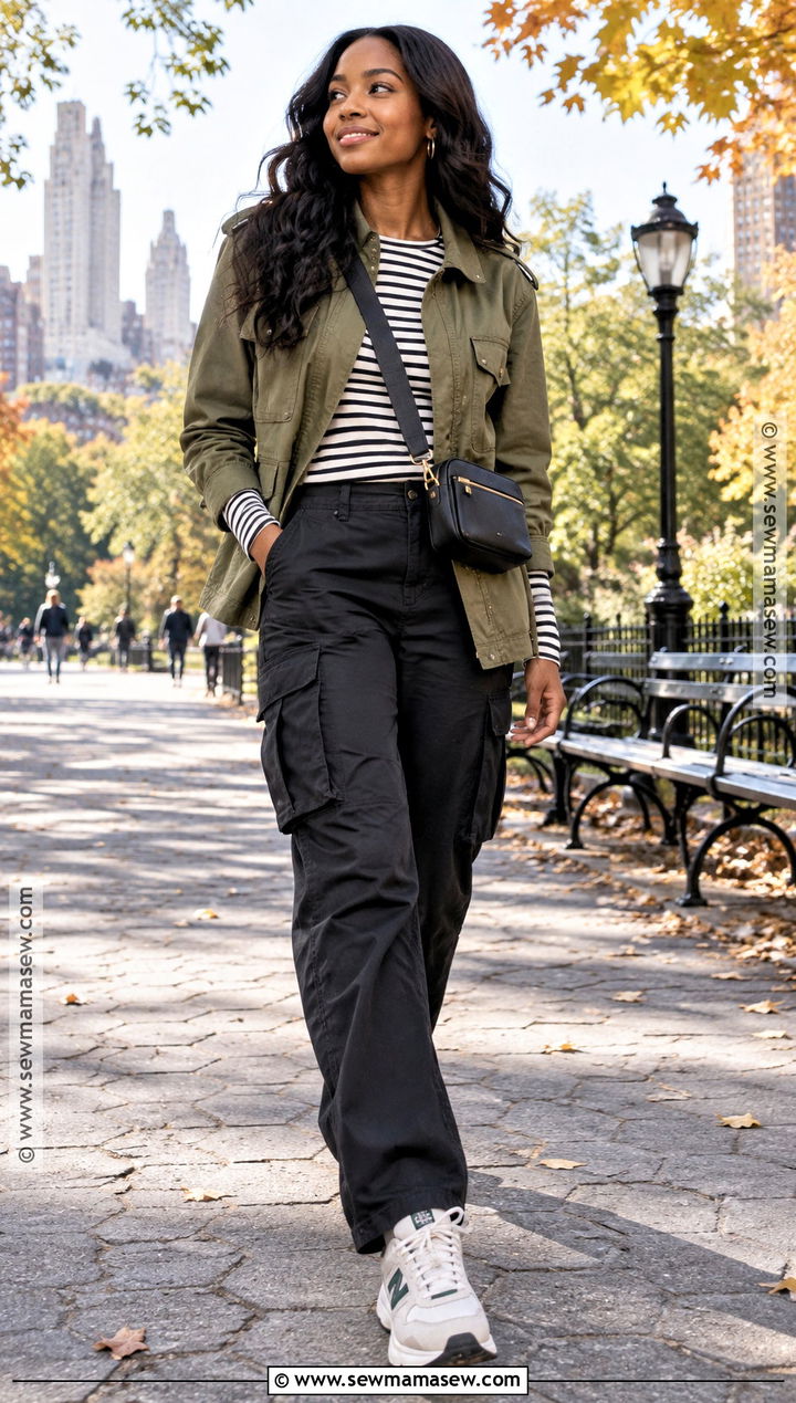 Simple Fall Outfit With Utility Jacket And Cargo Pants - 20 Simple Fall Outfits for Black Women