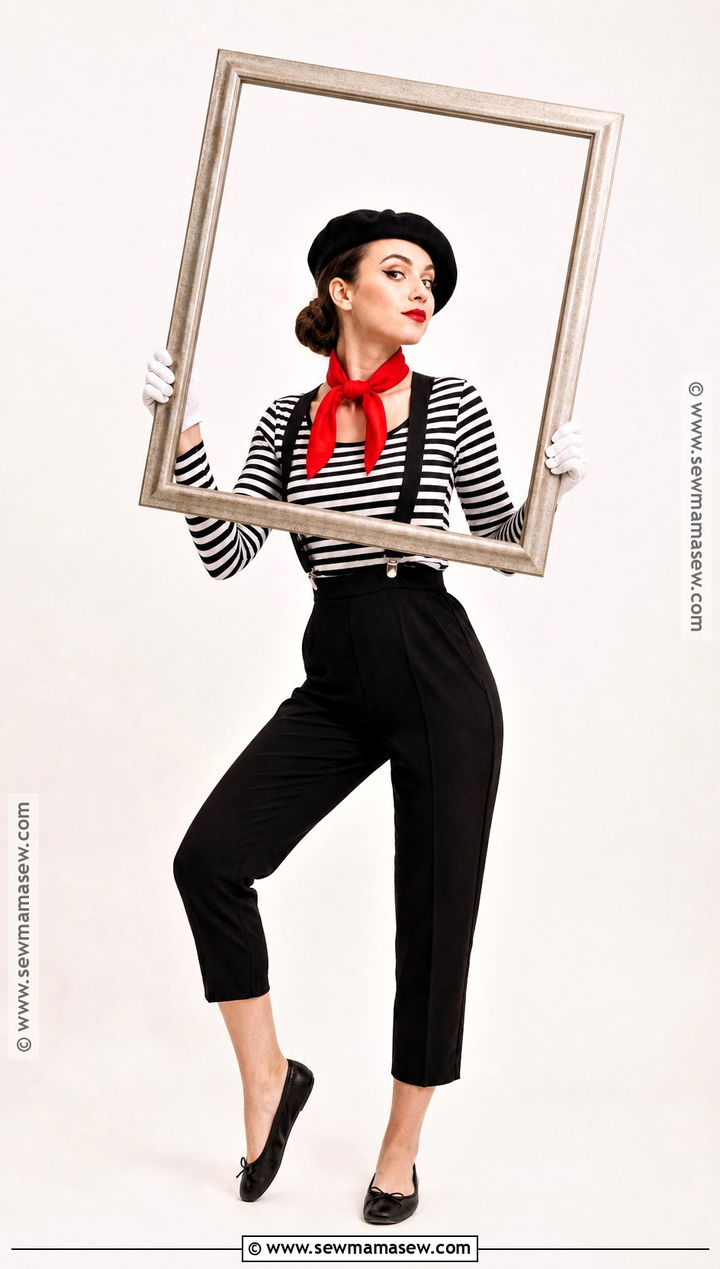 Simple Mime Costume With Striped Shirt - 40 Simple Halloween Costumes for Women