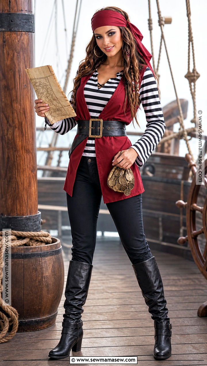 Simple Pirate Costume With Striped Shirt - 40 Simple Halloween Costumes for Women