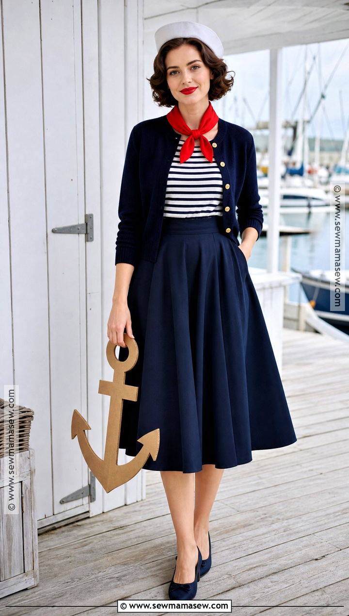 Simple Sailor Costume With Navy Skirt - 40 Simple Halloween Costumes for Women