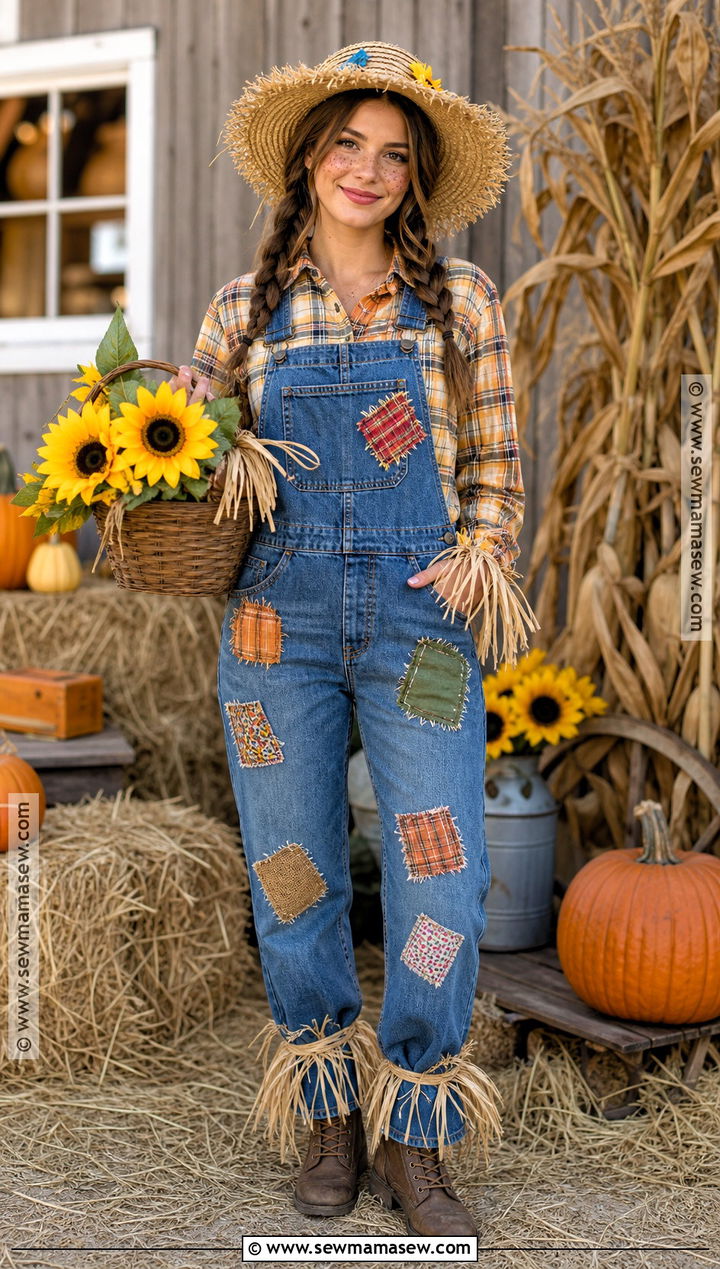 Simple Scarecrow Costume With Flannel Shirt - 40 Simple Halloween Costumes for Women