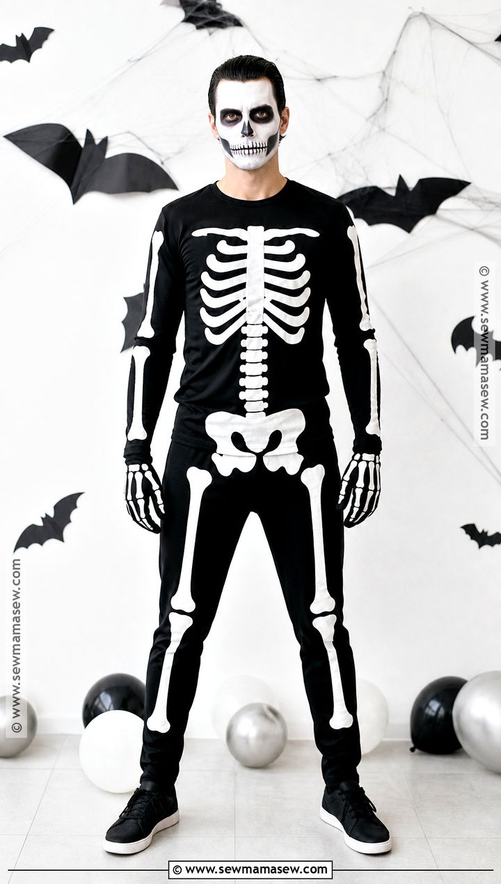 Simple Skeleton Costume With Black Outfit - 30 simple halloween costume ideas