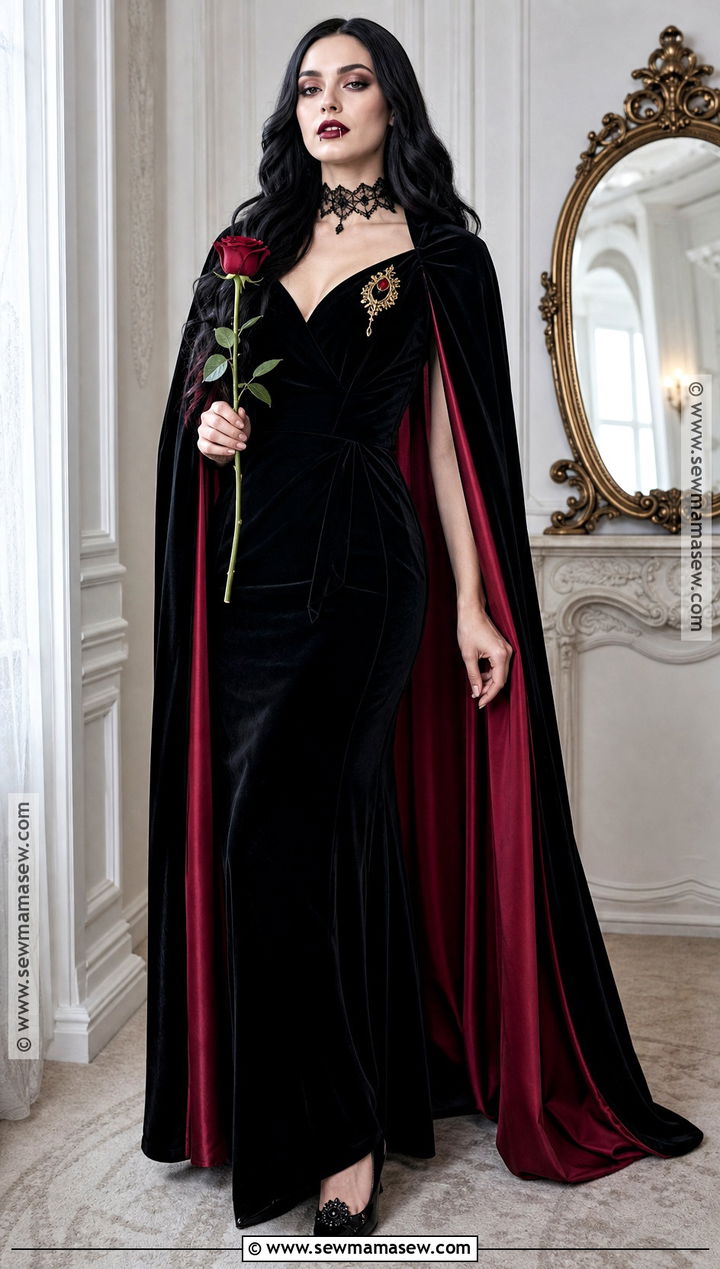Simple Vampire Costume With Red Cape - 40 Simple Halloween Costumes for Women