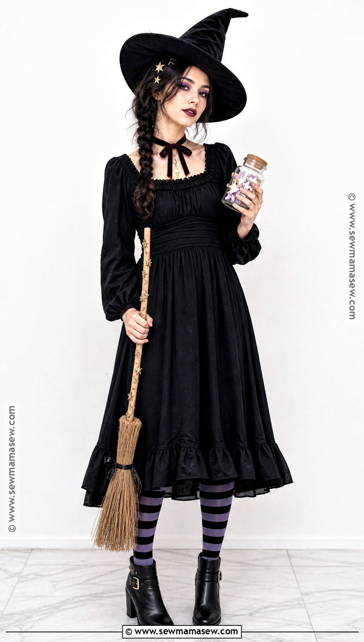 Simple Witch Costume With Black Dress - 30 lazy costume ideas