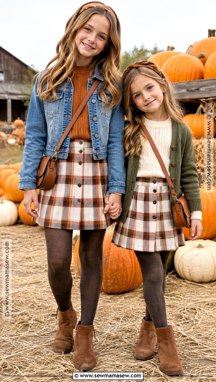 Sister Plaid Skirt Pumpkin Patch Matching Outfits - 20 pumpkin patch matching outfits