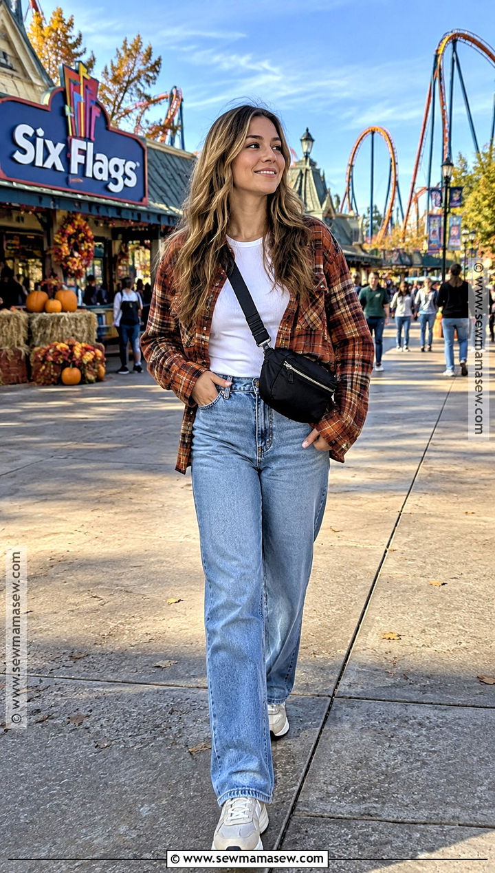 Six Flags Flannel and Jeans Outfit - 20 six flags outfit fall ideas