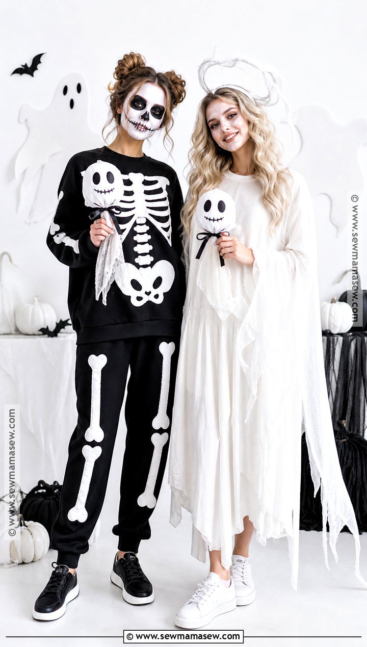 Skeleton And Ghost Friend Costume - 30 friend costume ideas two
