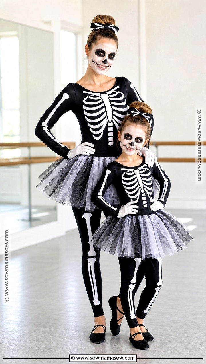 Skeleton Ballerina Mom And Daughter Costume - 35 mom and daughter halloween costumes