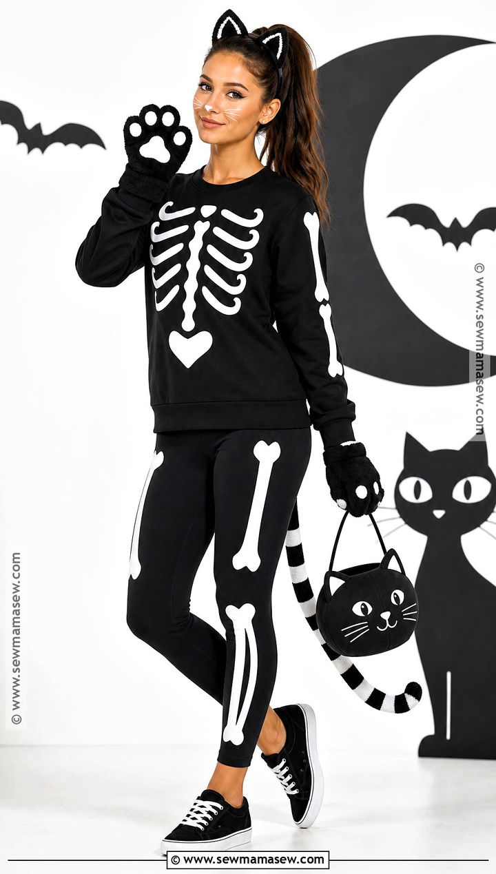 Skeleton Black Cat Costume - 30 Black Cat Costume Ideas for Women