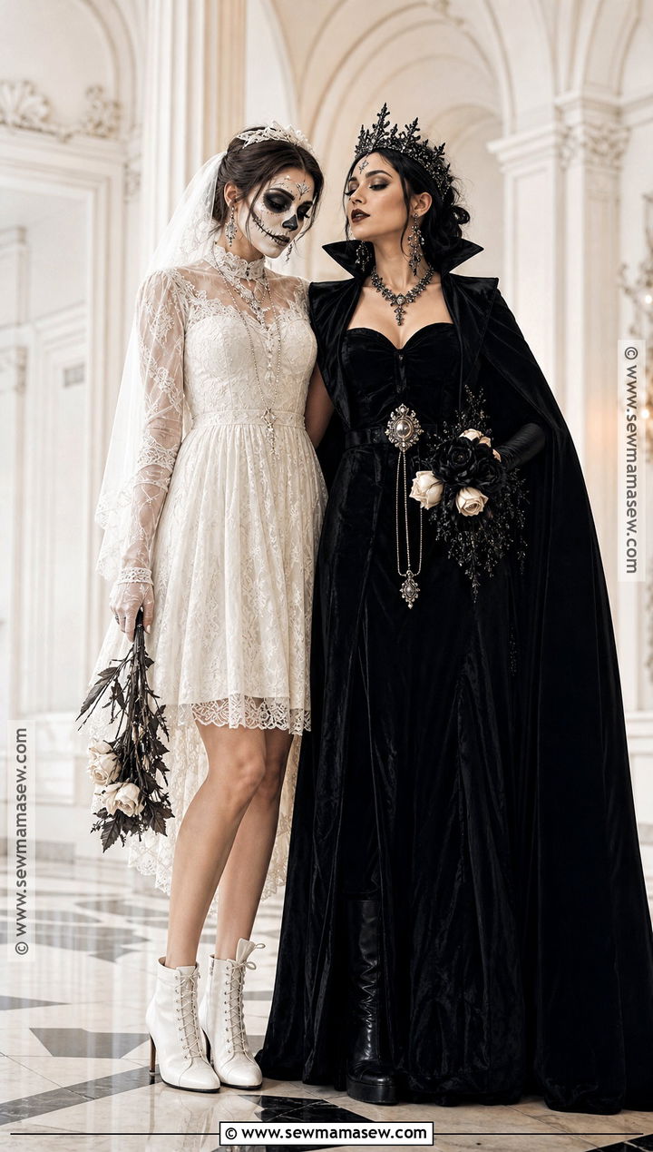 Skeleton Bride And Gothic Queen Costume - 35 best friends halloween costumes