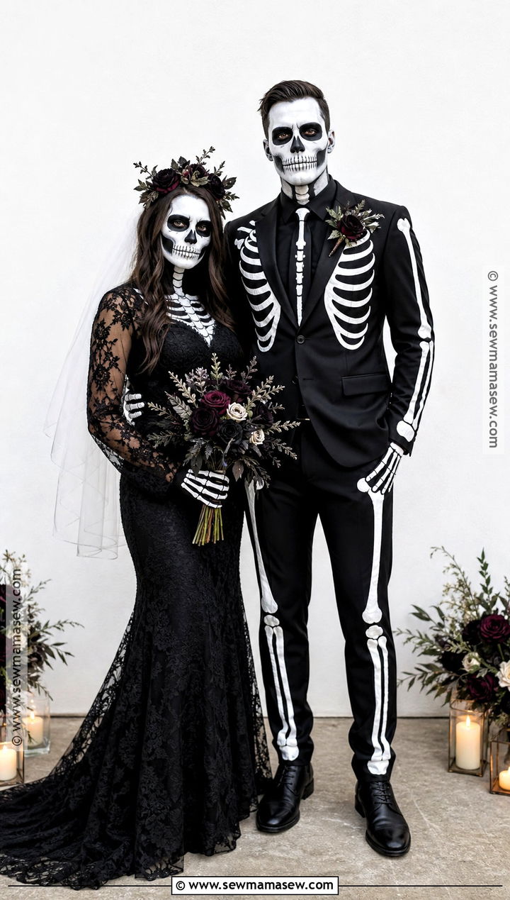 Skeleton Bride And Groom Costume - 30 scary couple costumes