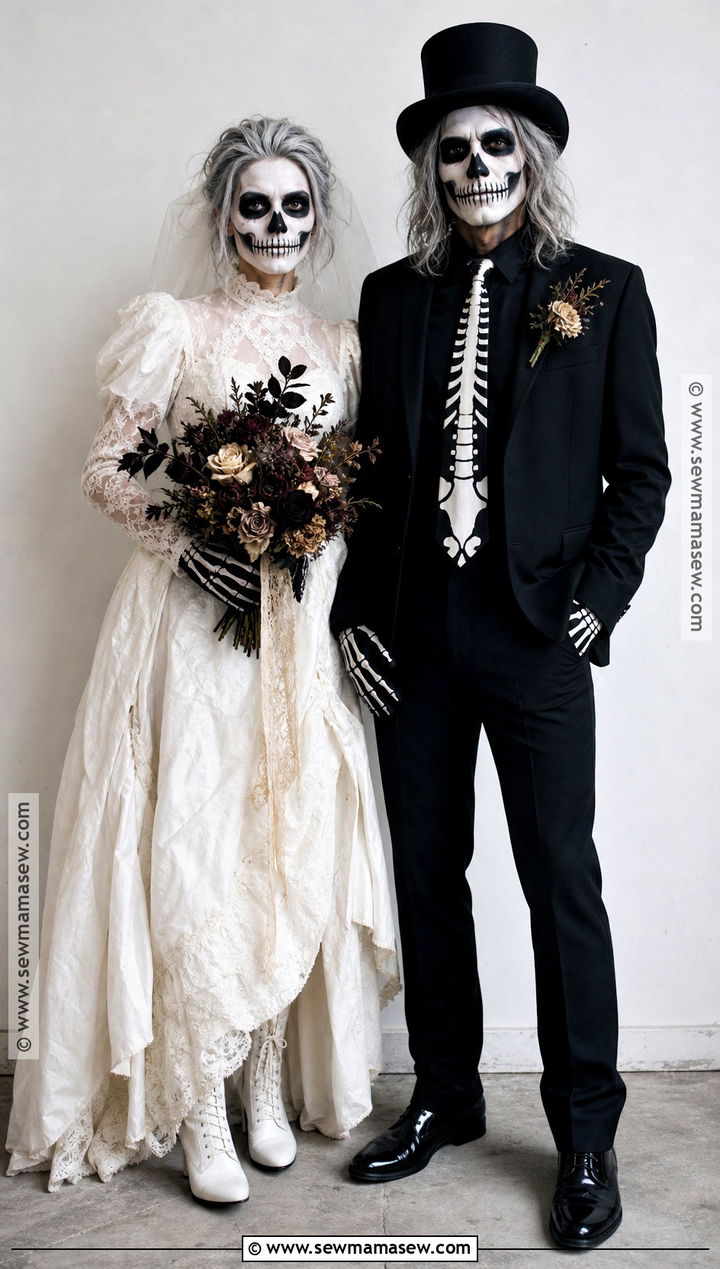 Skeleton Bride And Groom Couple Costume - 30 Skeleton Couple Costume Ideas