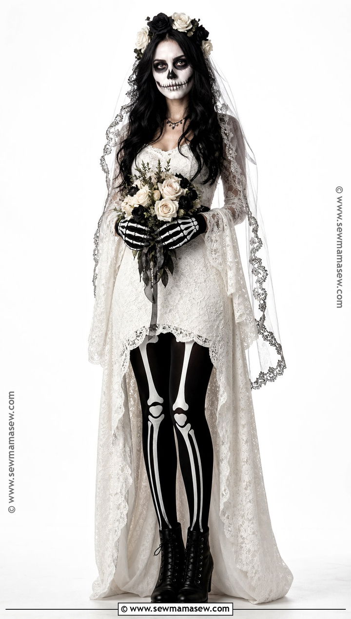 Skeleton Bride Costume With Bone Makeup - 35 bride costume ideas