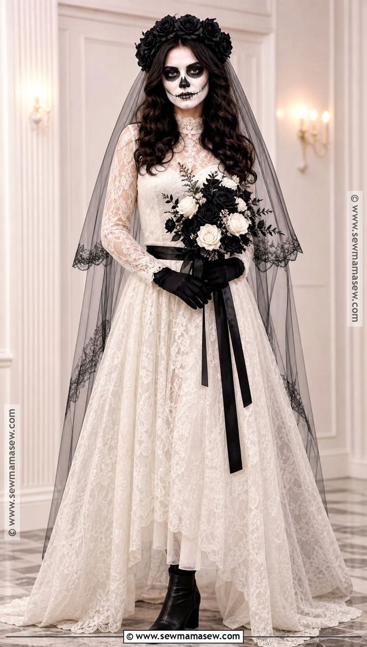 Skeleton Bride Costume With White Dress - 35 white dress halloween costume ideas