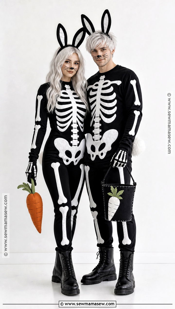 Skeleton Bunny Couple Costume - 30 bunny couple costume ideas