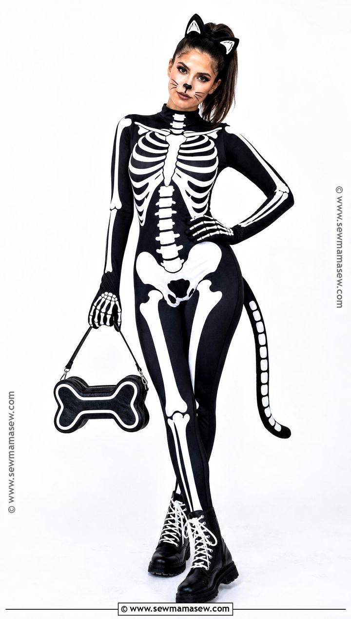 Skeleton Cat Costume - 30 Cat Halloween Costumes for Women