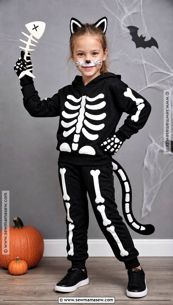 Skeleton Cat Costume - 30 cat costume ideas for kids