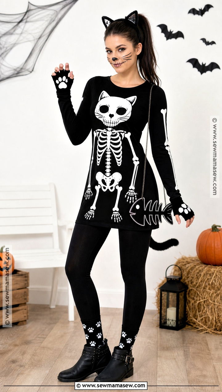 Skeleton Cat Dress Costume - 35 skeleton dress ideas