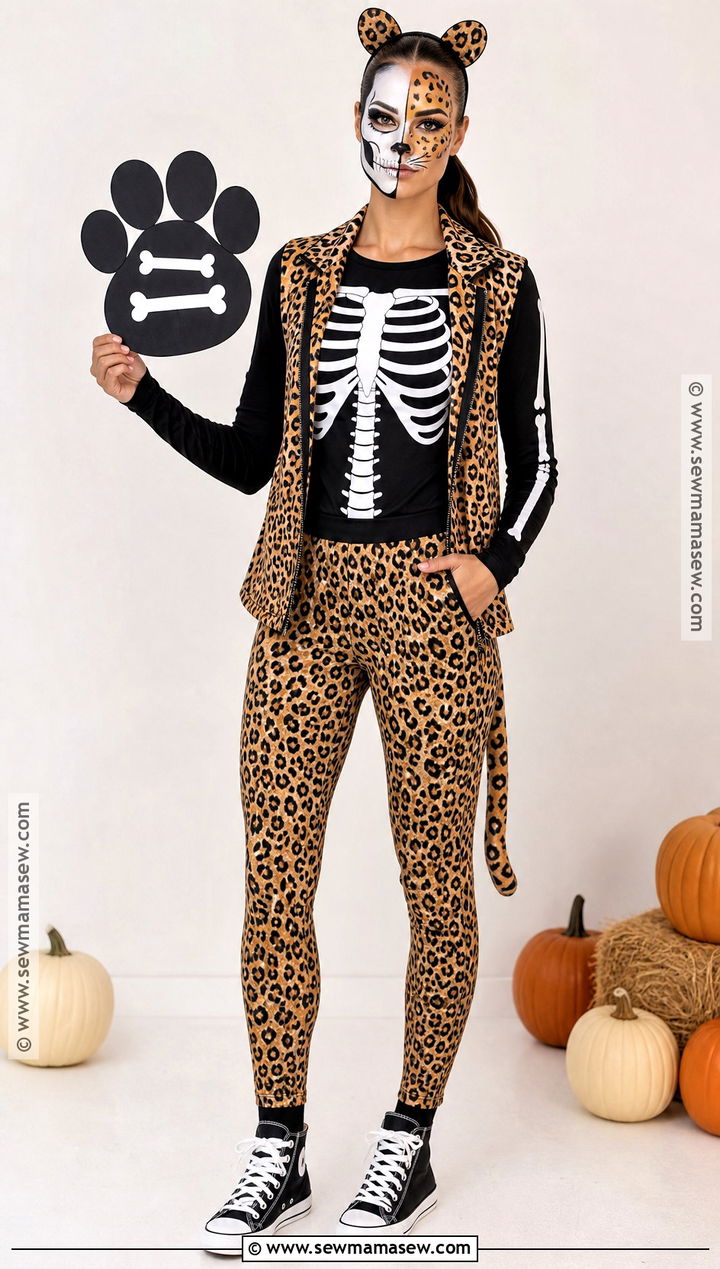 Skeleton Cheetah Costume With Bone Print - 50 cheetah costume ideas