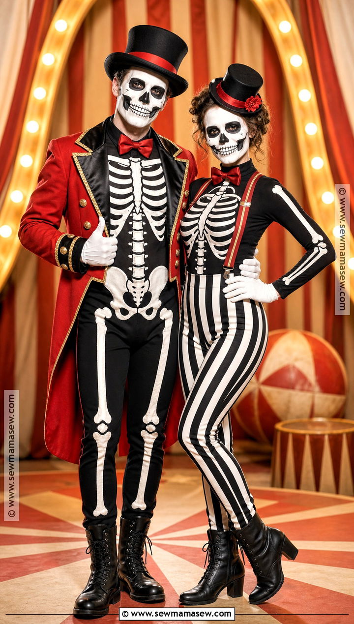 Skeleton Circus Couple Costume - 30 Skeleton Couple Costume Ideas