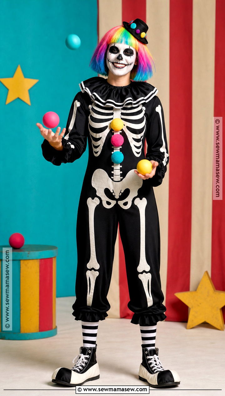 Skeleton Clown Costume - 40 skeleton costume ideas