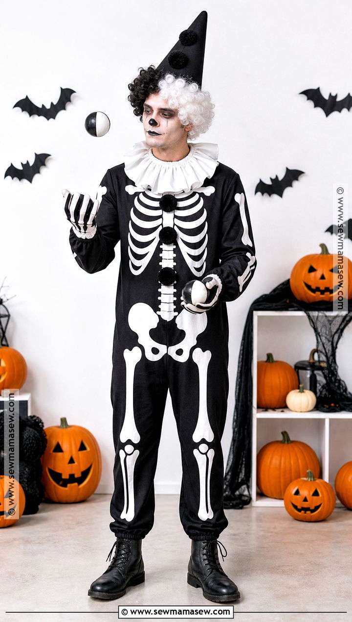 Skeleton Clown Costume - 30 Clown Costume Ideas for Men