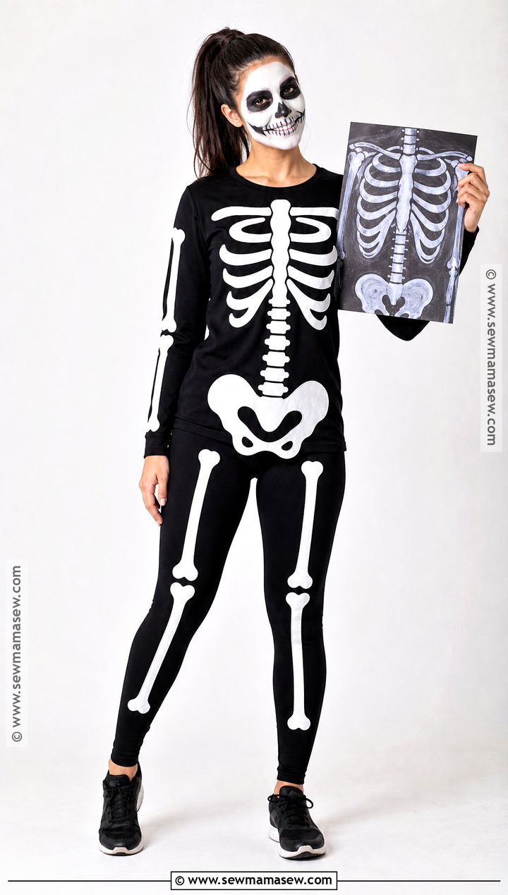 Skeleton Costume With Black Clothes - 30 Simple Costumes For Women Last Minute