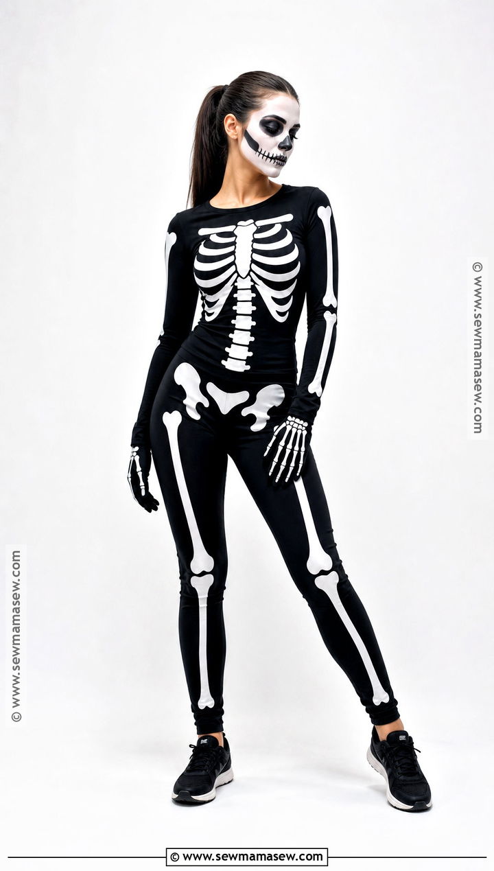 Skeleton Costume With Black Clothes - 30 simple halloween costume ideas for women