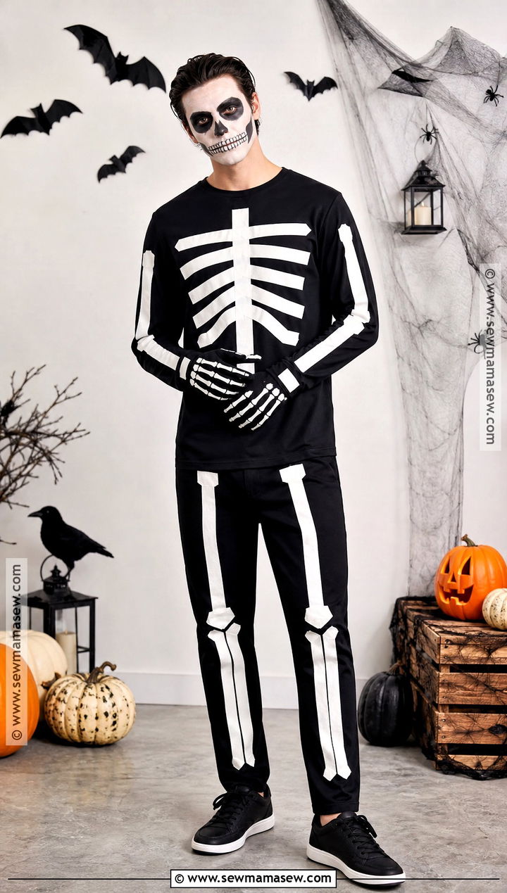 Skeleton Costume With Black Clothes - 35 Halloween Costumes Easy Last Minute