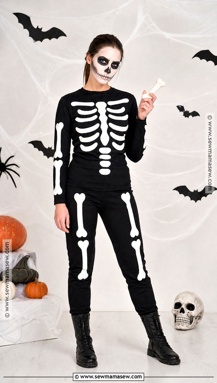 Skeleton Costume With Black Clothes - 40 simple halloween costume ideas