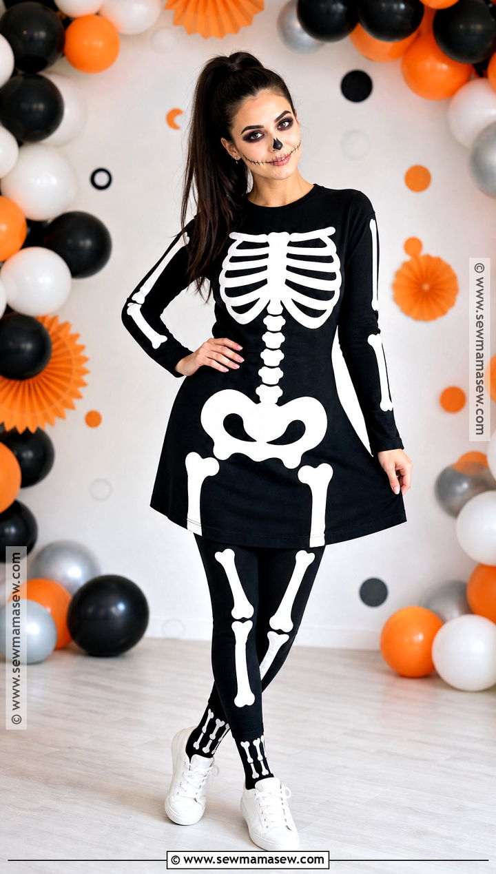 Skeleton Costume With Black Dress - 30 halloween costumes with black dress