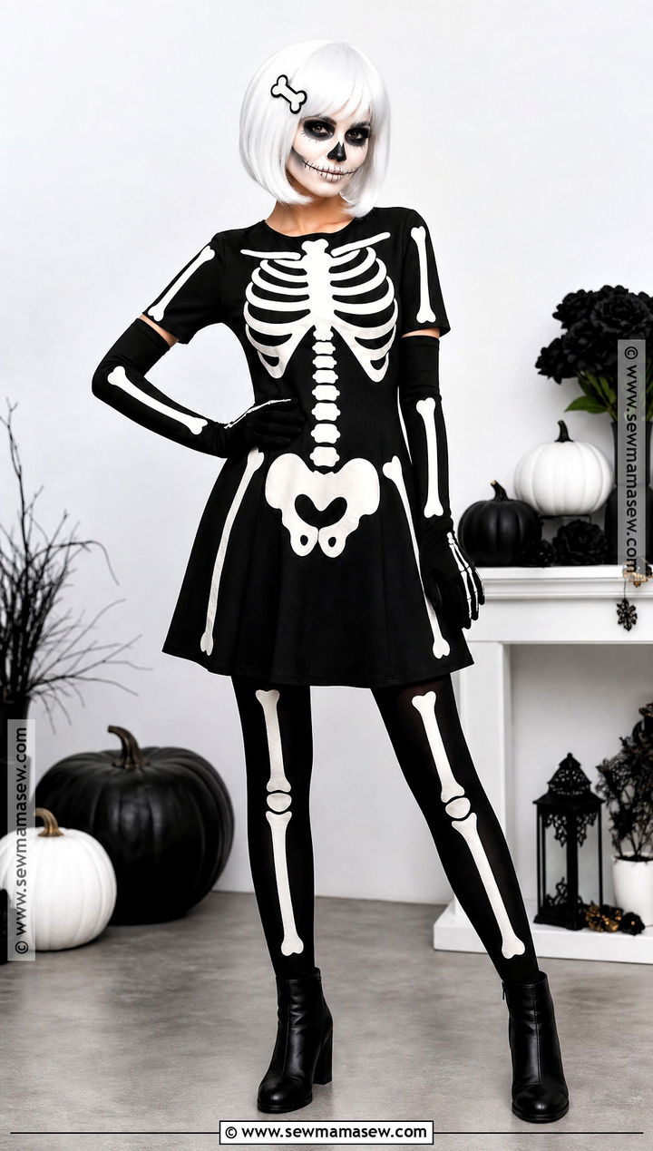 Skeleton Costume With Black Dress - 40 black dress halloween costume ideas