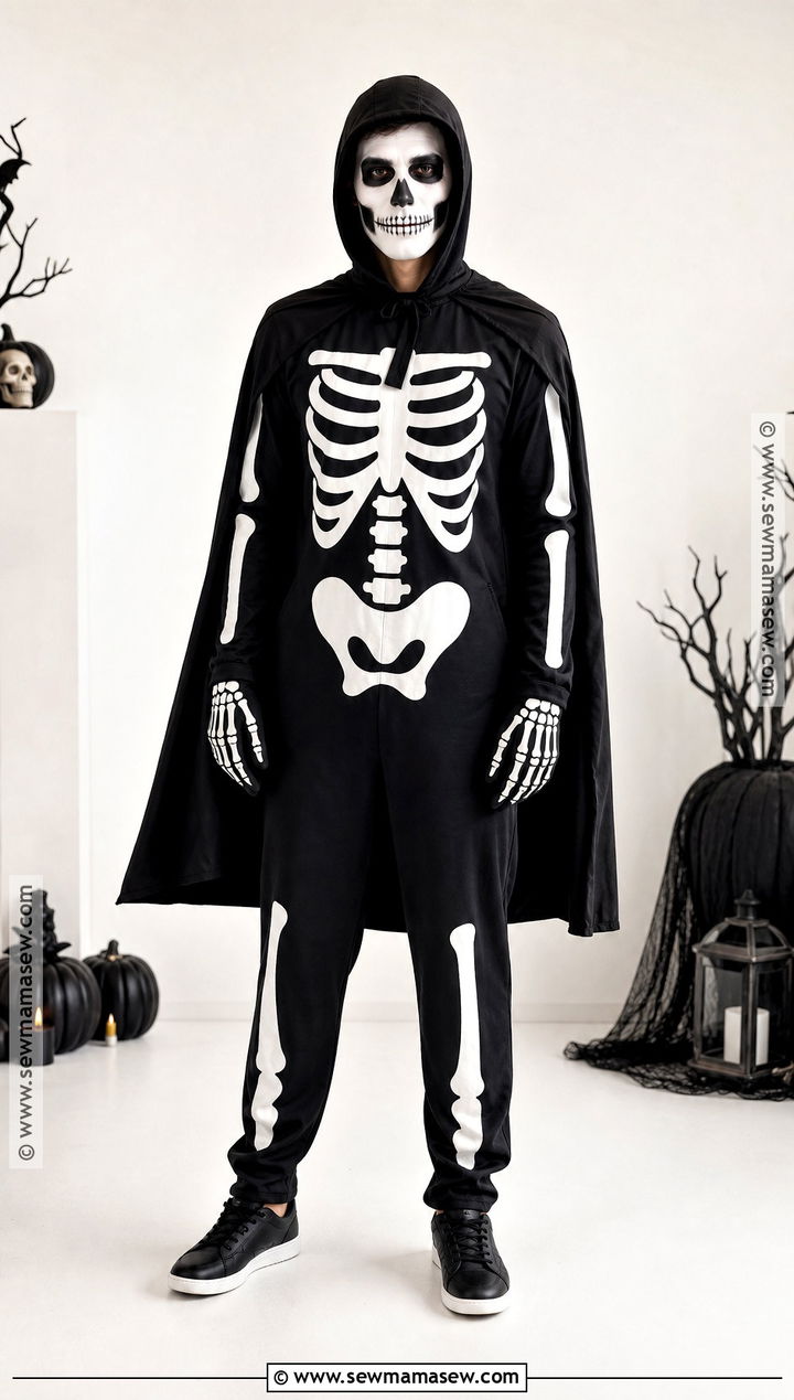 Skeleton Costume With Black Jumpsuit - 35 halloween costumes single