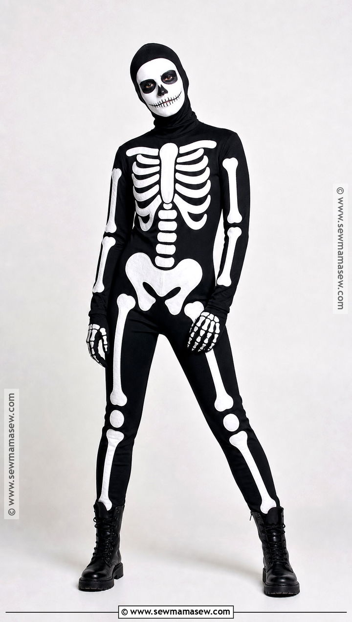 Skeleton Costume With Black Jumpsuit - 40 good halloween costumes