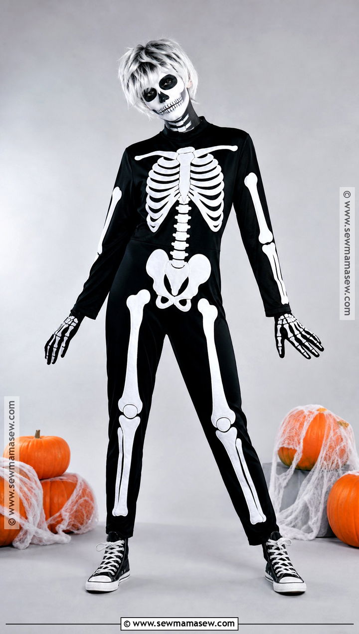 Skeleton Costume With Black Jumpsuit - 45 costumes ideas