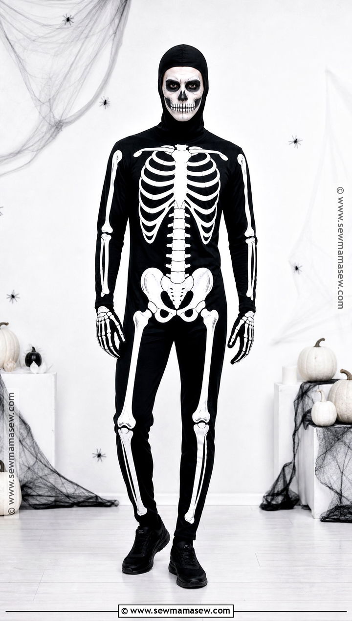 Skeleton Costume With Black Jumpsuit - 45 mens halloween costumes