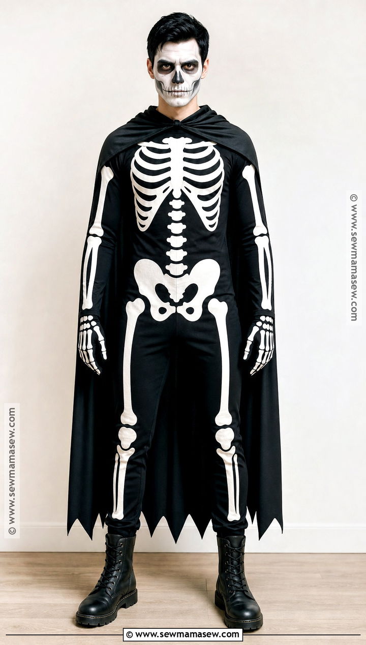 Skeleton Costume With Black Jumpsuit - 30 Costume Ideas For Halloween