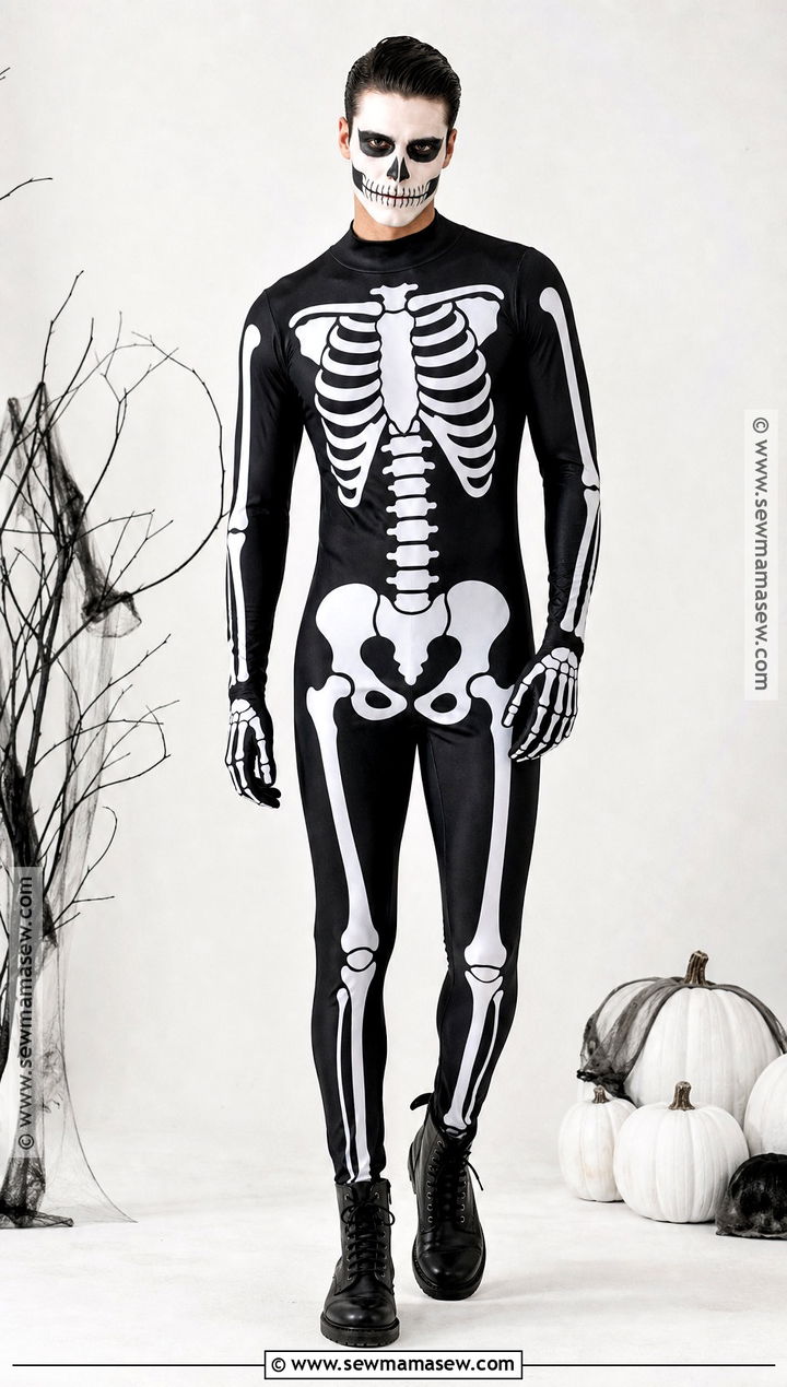 Skeleton Costume With Black Jumpsuit - 30 men's halloween costumes