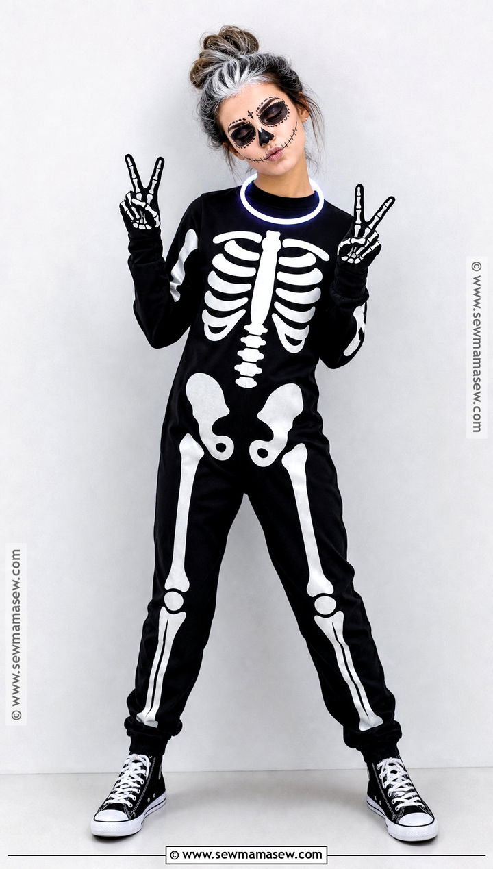 Skeleton Costume With Black Jumpsuit - 30 teen costumes