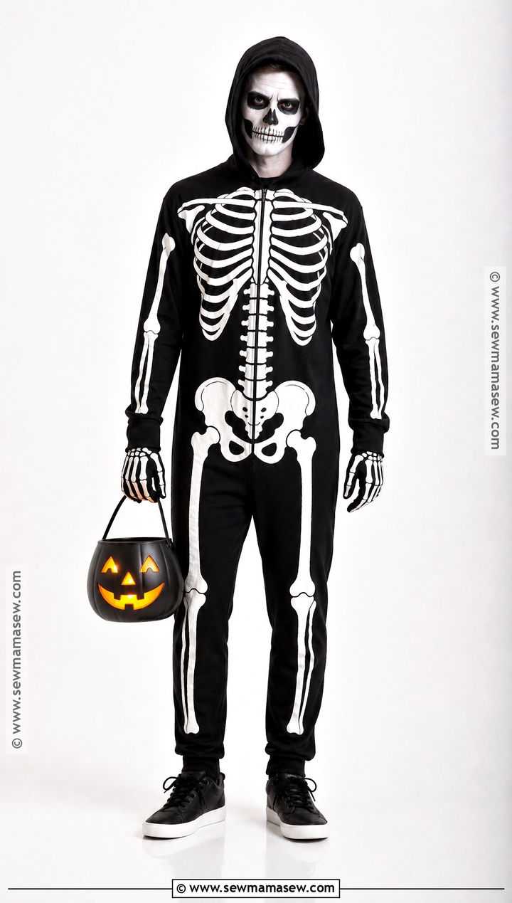 Skeleton Costume With Black Jumpsuit - 35 halloween costumes male