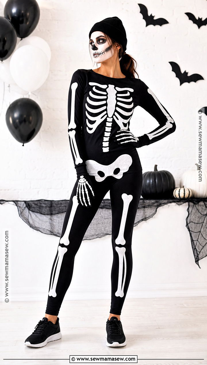 Skeleton Costume With Black Leggings - 45 easy last minute halloween costumes